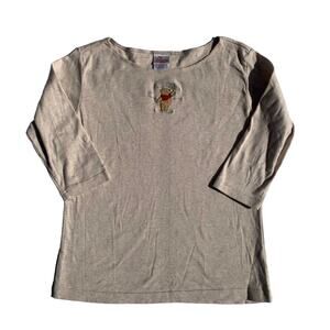 Y2K Winnie The Pooh Novelty Prairie Cottage Core Tan Blouse Large